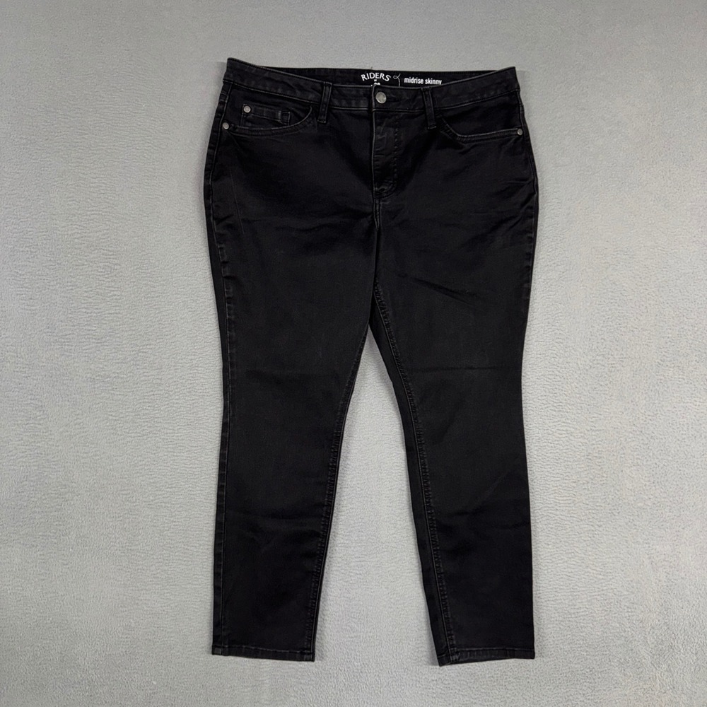 Riders by Lee Jeans Womens 16 Black Mid Rise Skinny Casual Stretch Denim Cowboy
